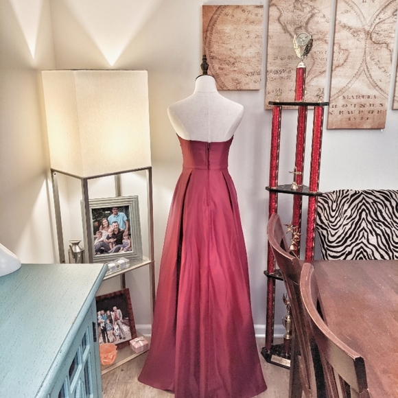 NWT Crimson Strapless Prom Dress | Ball Gown - Picture 5 of 9